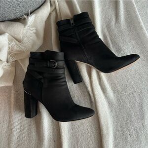 Coach Black Heeled Boots with Buckle Detail